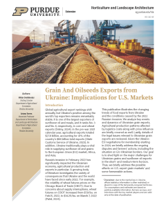 Grain and Oilseeds Exports from Ukraine: Implications for U.S. Markets