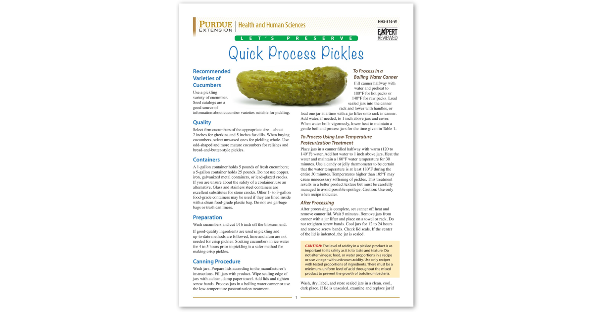 Quick Process Let's Preserve: Quick Process Pickles