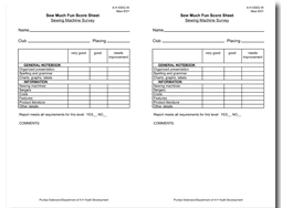 Sew Much Fun Score Sheet: Sewing Machine Survey