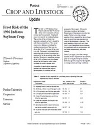 Frost Risk of the 1996 Indiana Soybean Crop