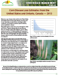 Corn Disease Management: Corn Disease Loss Estimates From the United States and Ontario, Canada -  2013