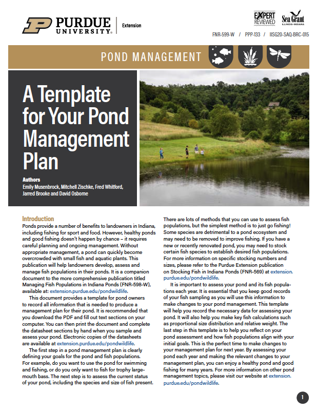 A Pond Management Plan Template