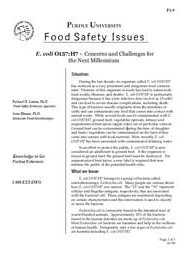 E. coli O157:H7: Concerns and Challenges for the Next Millennium
