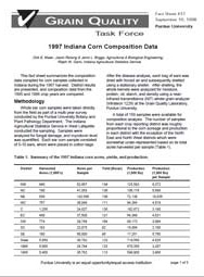 1997 Indiana Corn Composition Data