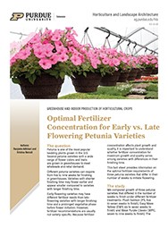 Greenhouse and Indoor Production of Horticultural Crops: Optimal Fertilizer Concentration for Early vs. Late Flowering Petunia Varieties